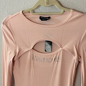 Bebe Pink Long Sleeve Dress